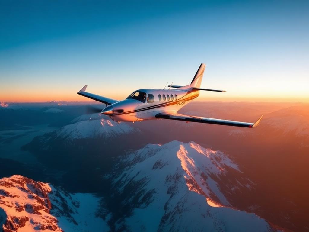 Pilatus PC-12 en vol au-dessus des Alpes